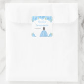 Brown Hair Princess Blue Floral Quinceanera Vierkante Sticker (Tas)