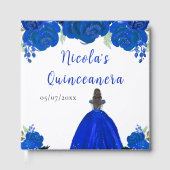 Brown Hair Princess Blue Quinceanera Guest Book Gastenboek (Voorkant)