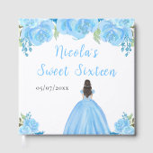 Brown Hair Princess Blue Sweet Sixteen Guest Book Gastenboek (Voorkant)