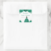 Brown Hair Princess Green Floral Sweet Sixteen  Vierkante Sticker (Tas)