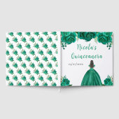 Brown Hair Princess Green Quinceanera Guest Book Gastenboek (Volledig)