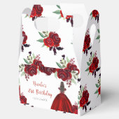 Brown Hair Princess Red Floral Birthday Bedankdoosjes (Geopend)
