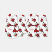 Brown Hair Princess Red Floral Quinceanera Bedankdoosjes (Uitgevouwen)