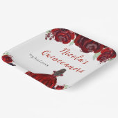 Brown Hair Princess Red Floral Quinceanera Papieren Bordje (Gebogen)