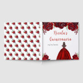 Brown Hair Princess Red Quinceanera Guest Book Gastenboek (Volledig)
