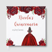 Brown Hair Princess Red Quinceanera Guest Book Gastenboek (Voorkant)