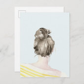 Brown Hair Top Knot Bun Briefkaart (Voorkant / Achterkant)