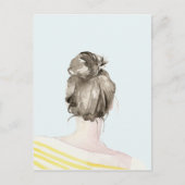 Brown Hair Top Knot Bun Briefkaart (Voorkant)