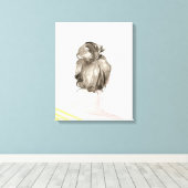 Brown Hair Top Knot Bun Canvas Afdruk (Insitu (Houten vloer))