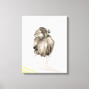 Brown Hair Top Knot Bun Canvas Afdruk