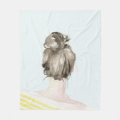 Brown Hair Top Knot Bun Fleece Deken (Voorkant)
