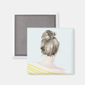 Brown Hair Top Knot Bun Magneet (Voorkant / Achterkant)