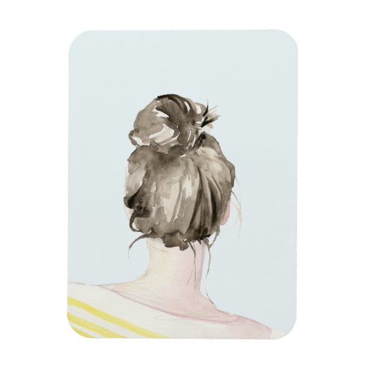 Brown Hair Top Knot Bun Magneet (Verticaal)