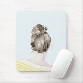 Brown Hair Top Knot Bun Muismat (Met muis)