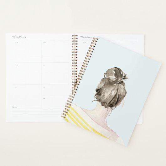 Brown Hair Top Knot Bun Planner (Display)
