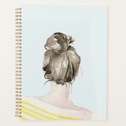 Brown Hair Top Knot Bun Planner (Voorkant)