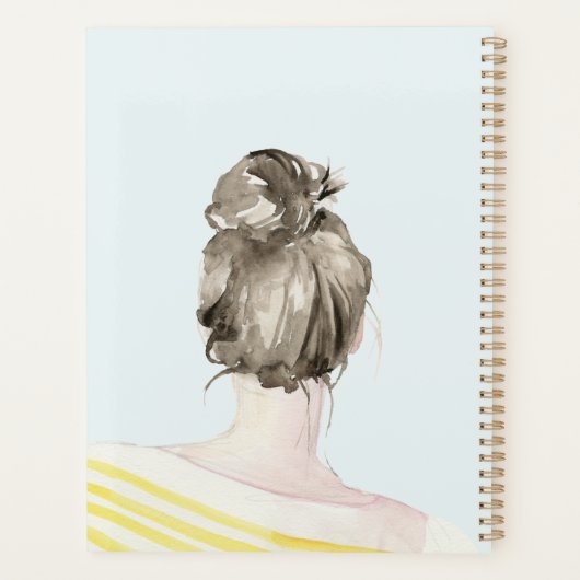 Brown Hair Top Knot Bun Planner (Achterkant)
