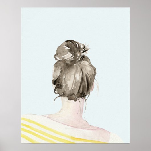 Brown Hair Top Knot Bun Poster (Voorkant)