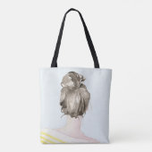Brown Hair Top Knot Bun Tote Bag (Achterkant)