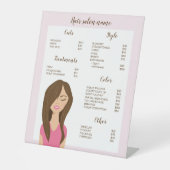 Brown Hair Woman Tekening Aangepast hair Salon Men Reclamebord Met Voetstuk (Voorkant)