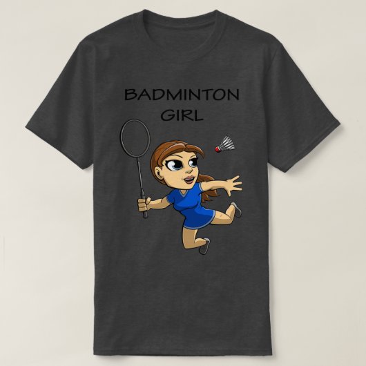 Brown Haire Badminton Girl is eigenaar van het ger T-shirt (Design voorkant)