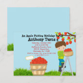 Brown Haire Boy Apple die Birthday party speelt Kaart (Voorkant / Achterkant)