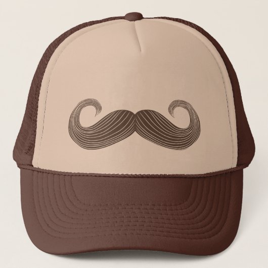 Brown Handlebar Mustache Trucker Hat Trucker Pet (Voorkant)