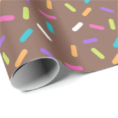 Brown Happy Birthday Cake Sprinkles Cadeaupapier (Rol Hoek)