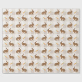 Brown Hares And Carrots Beige Gingham Spring Cadeaupapier (Vlak)