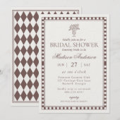 Brown Harlequin Checkered Bridal Shower Kaart (Voorkant / Achterkant)
