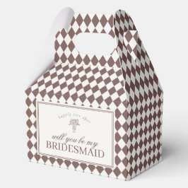 Brown Harlequin Checkered Bridesmaid Proposal Box Bedankdoosjes
