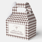 Brown Harlequin Checkered Bridesmaid Proposal Box Bedankdoosjes (Achterkant)