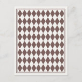 Brown Harlequin Checkered Finer Details Wedding Informatiekaartje (Achterkant)