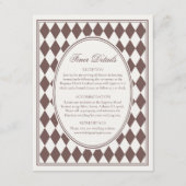 Brown Harlequin Checkered Finer Details Wedding Informatiekaartje (Voorkant)