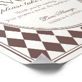 Brown Harlequin Checkered Wedding Favors Sign Poster (Hoek)