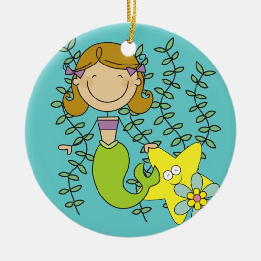 Brown Hazard Mermaid Keramisch Ornament (Voorkant)