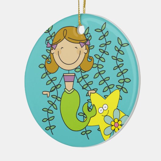 Brown Hazard Mermaid Keramisch Ornament (Links)
