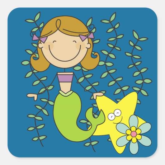 Brown Hazard Mermaid Vierkante Sticker (Voorkant)