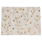 Brown Hearts Blush Floral Bridal Shower Groot Cadeauzakje (Voorkant)