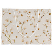 Brown Hearts Blush Floral Bridal Shower Groot Cadeauzakje (Achterkant)