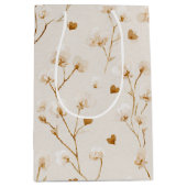 Brown Hearts Blush Floral Bridal Shower Medium Cadeauzakje (Voorkant)