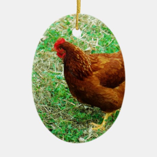 Brown Hen Keramisch Ornament (Voorkant)