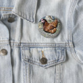 Brown Hen op de achterkant Ronde Button 5,7 Cm (In situ)