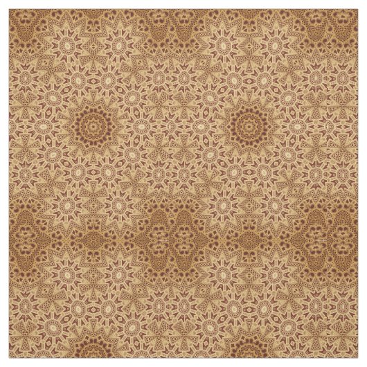 Brown Henna Lace Print Flower Pattern Fabric Stof (Swatch)