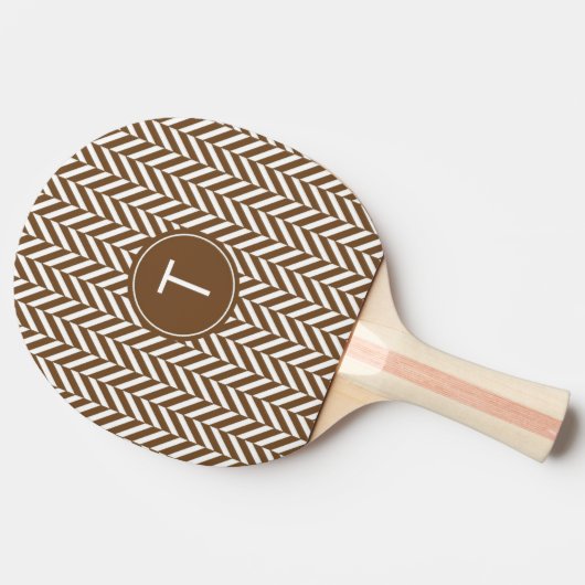 Brown Herringbone Custom Ping Pong Paddle Tafeltennisbatje (Zijkant)