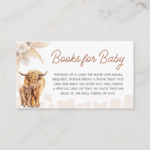 Brown Highland Koe Baby shower Boeken voor Baby Informatiekaartje