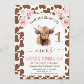 Brown Highland Koe Hoorde de Moos 1e Verjaardag Kaart (Voorkant / Achterkant)
