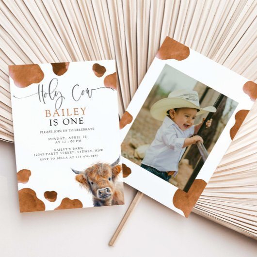 Brown Highland Koe Uitnodigen, Heilige Koe Verjaar Kaart