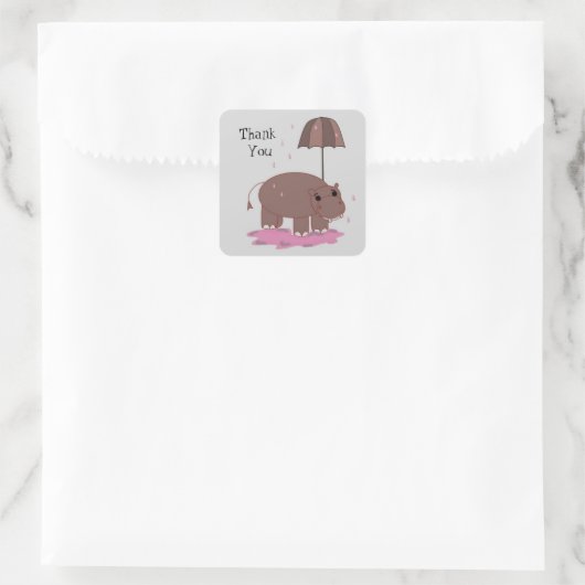 Brown Hippo bedankt Vierkante Sticker (Tas)