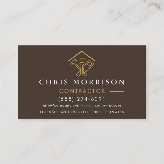 Brown Home Repairs Contractor QR Code Visitekaartje (Voorkant)